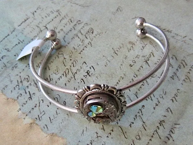 Steampunk Bracelet - In the Works - Steampunk watch parts cuff - bracelet - Repurposed art made by Steampunkjunq - steampunk jewelry