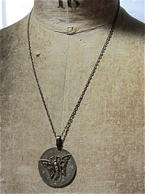 Steampunk Necklace - Flutter - Steampunk jewelry made with real vintge pocket watch parts