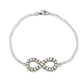 Sterling Silver & 18KY Beaded Infinity "Tak" Bracelet
