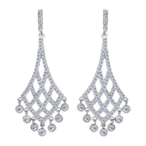Sterling Silver And Cubic Zirconia Shaped Chandelier Drop Earrings