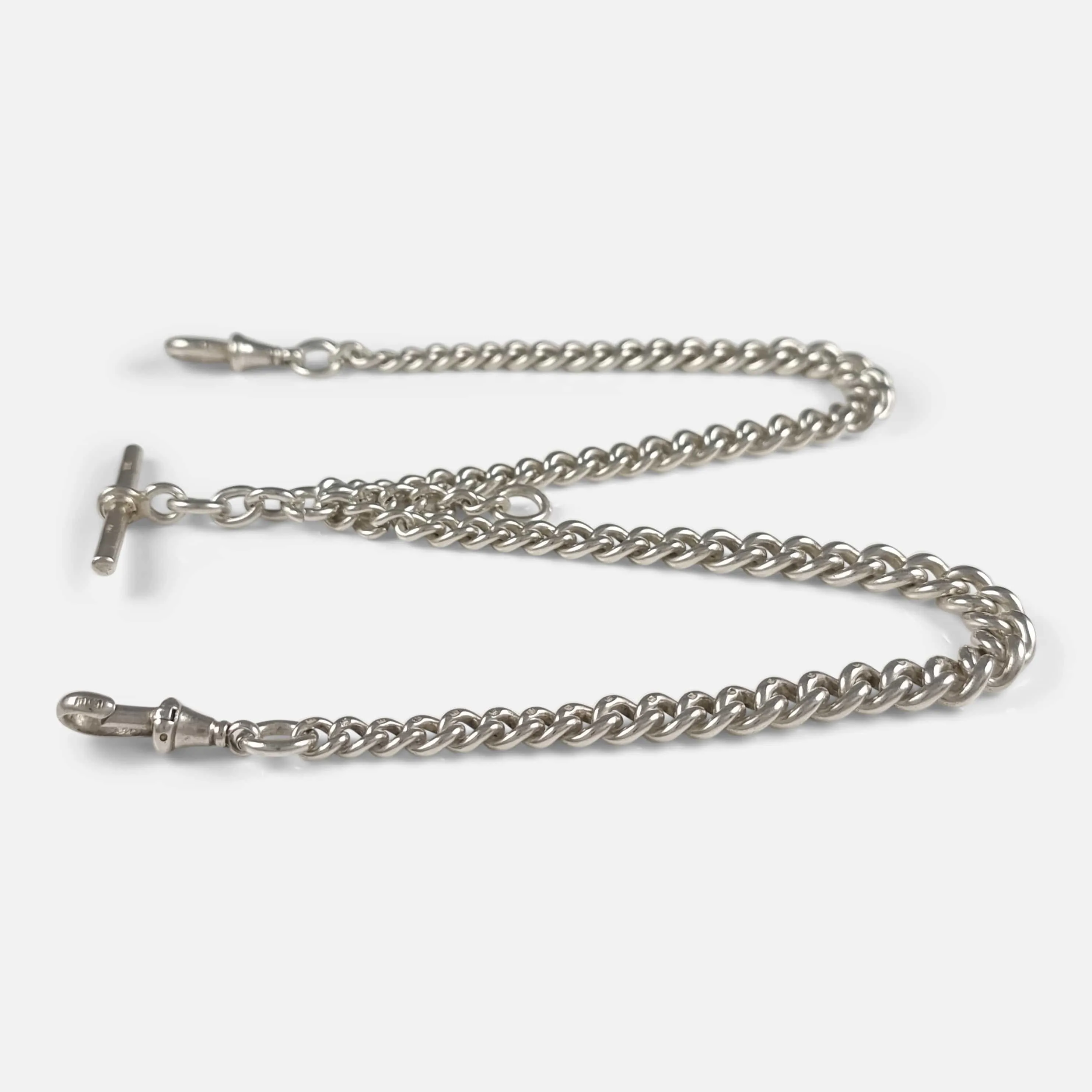 Sterling Silver Graduating Double Albert Watch Chain, 67.6g