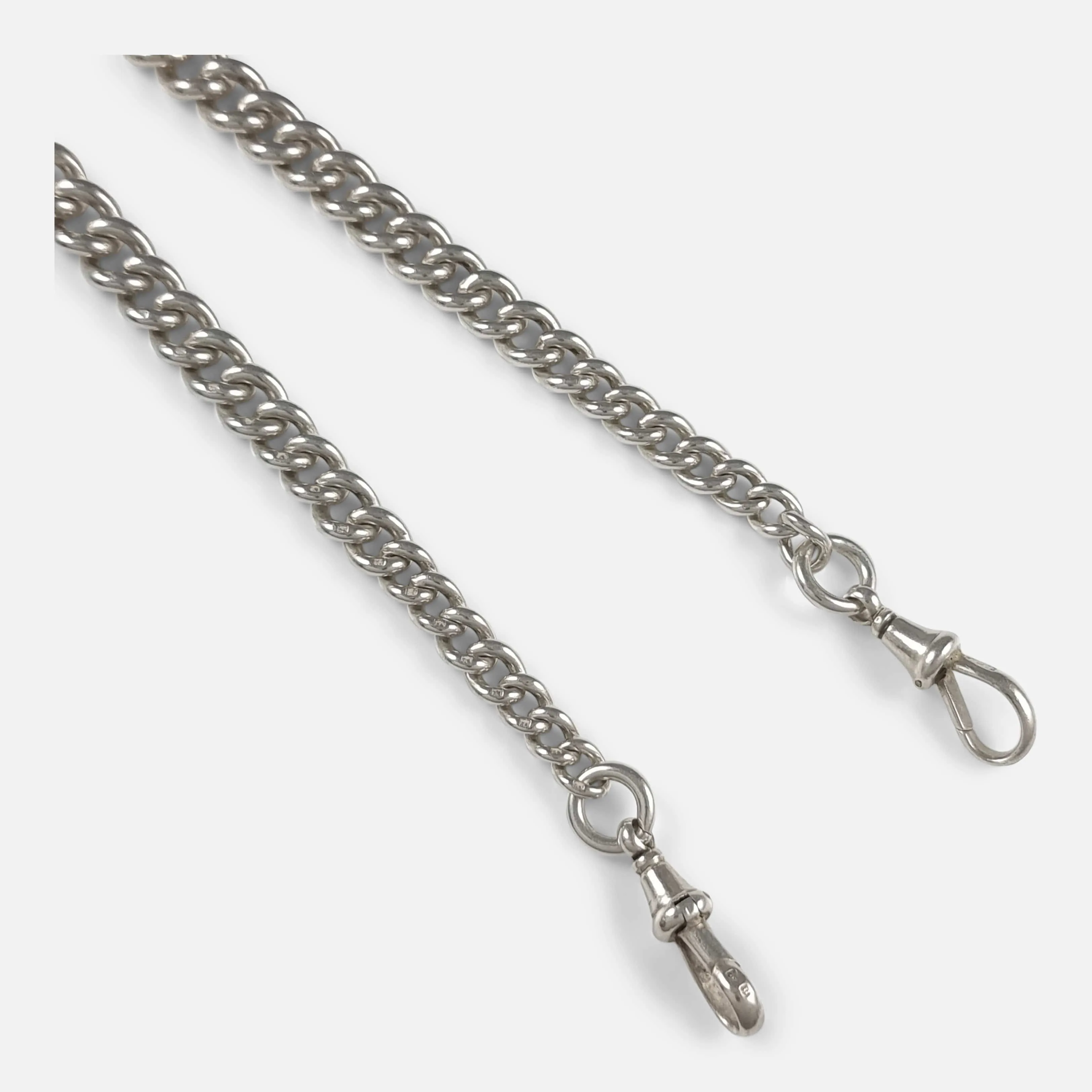 Sterling Silver Graduating Double Albert Watch Chain, 67.6g