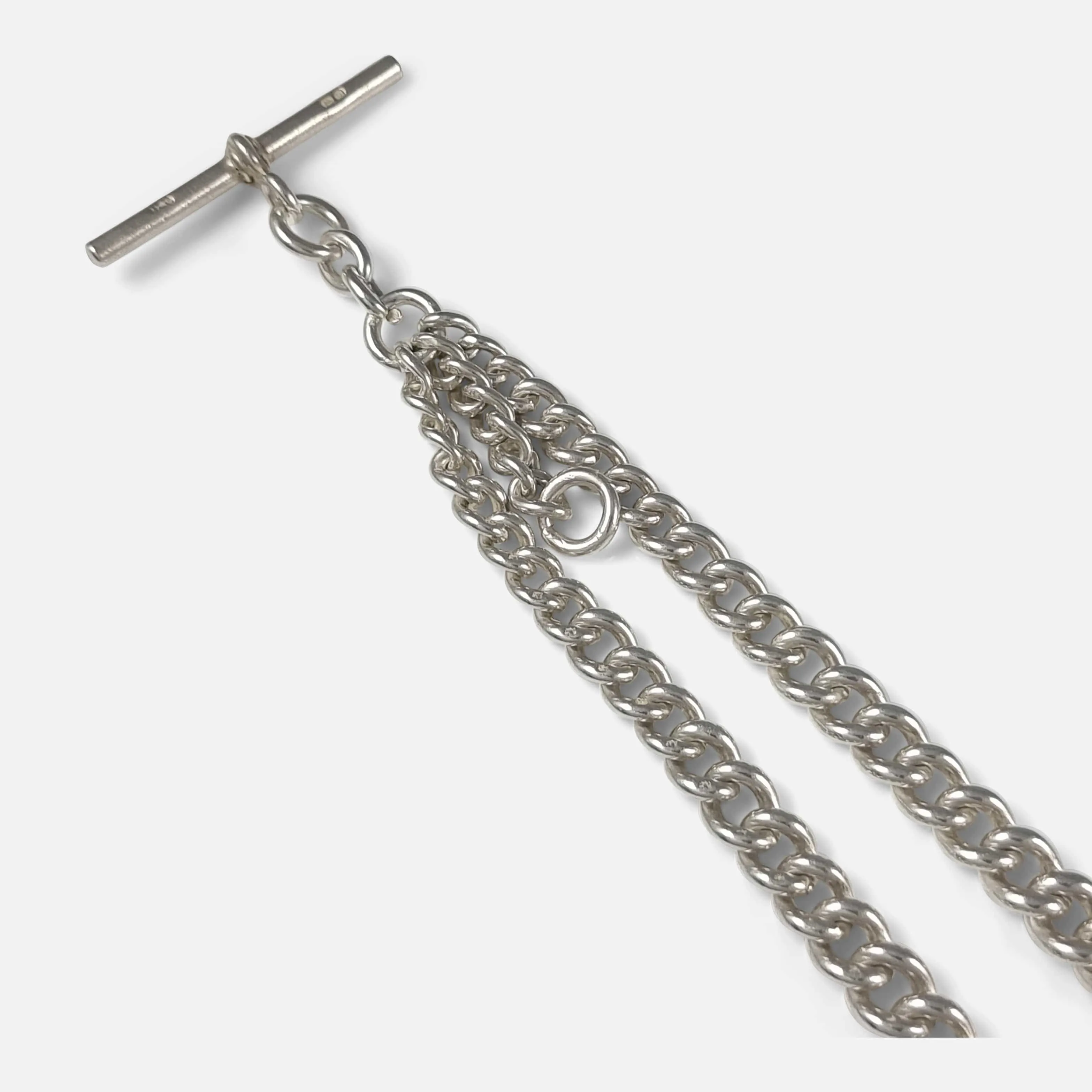 Sterling Silver Graduating Double Albert Watch Chain, 67.6g