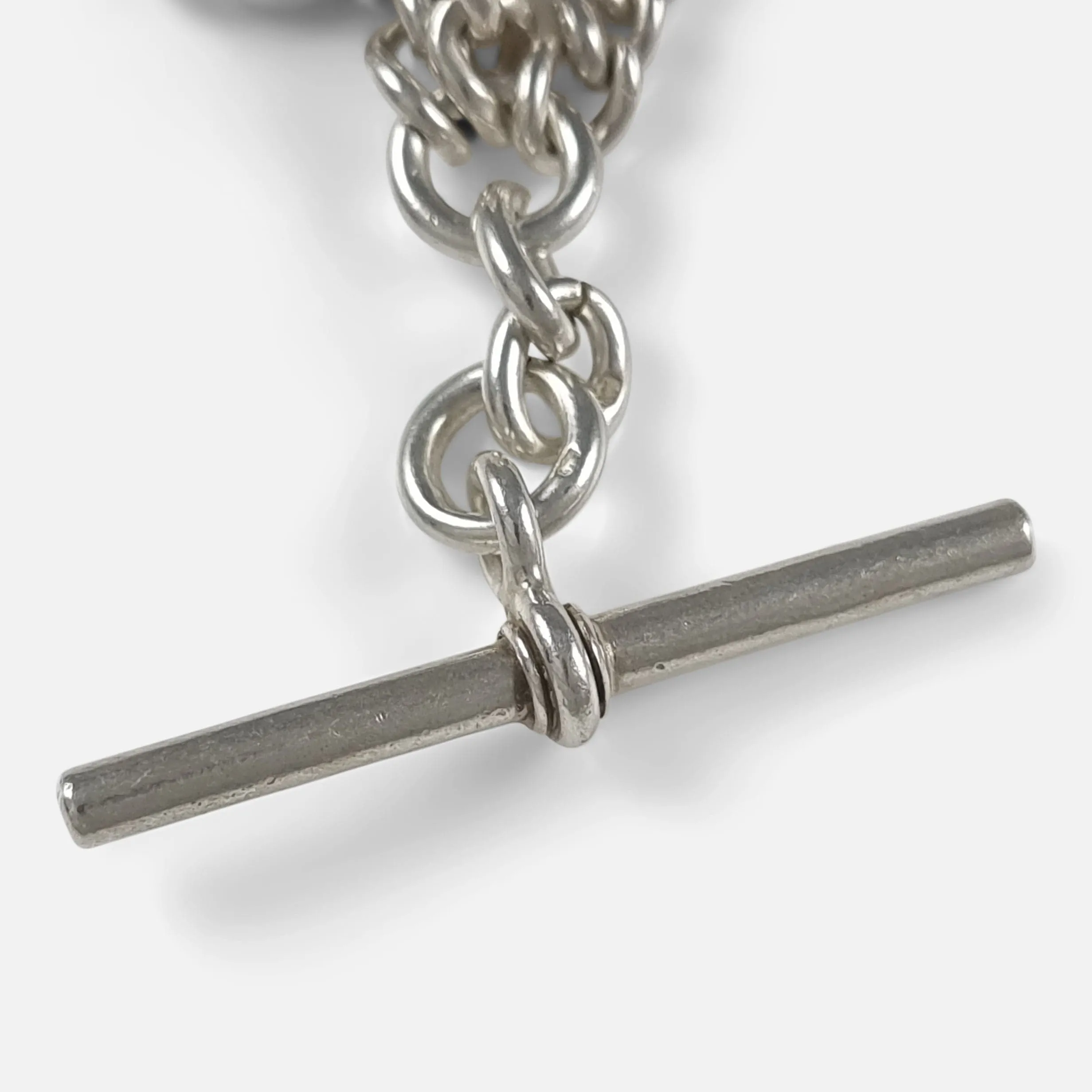 Sterling Silver Graduating Double Albert Watch Chain, 67.6g