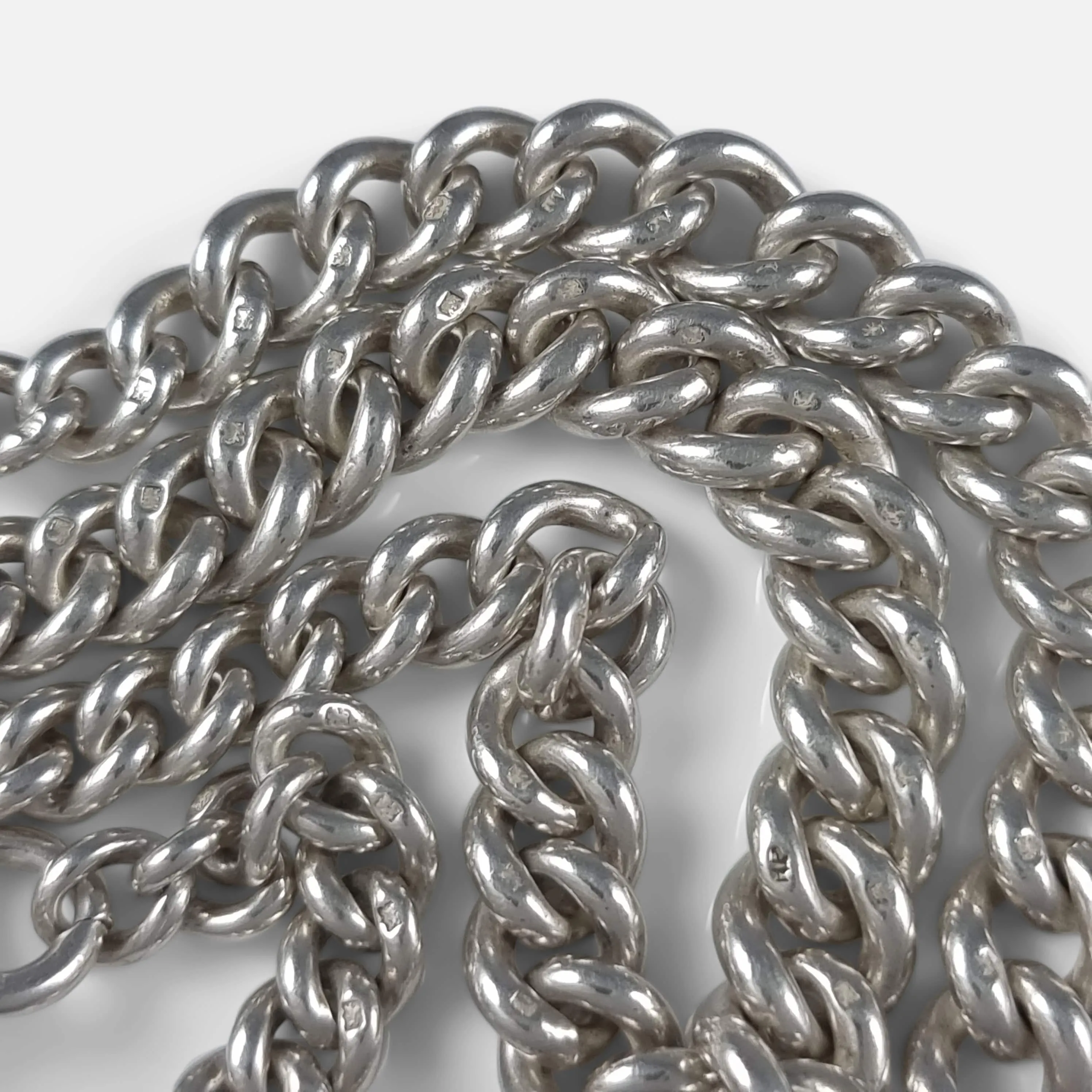 Sterling Silver Graduating Double Albert Watch Chain, 67.6g