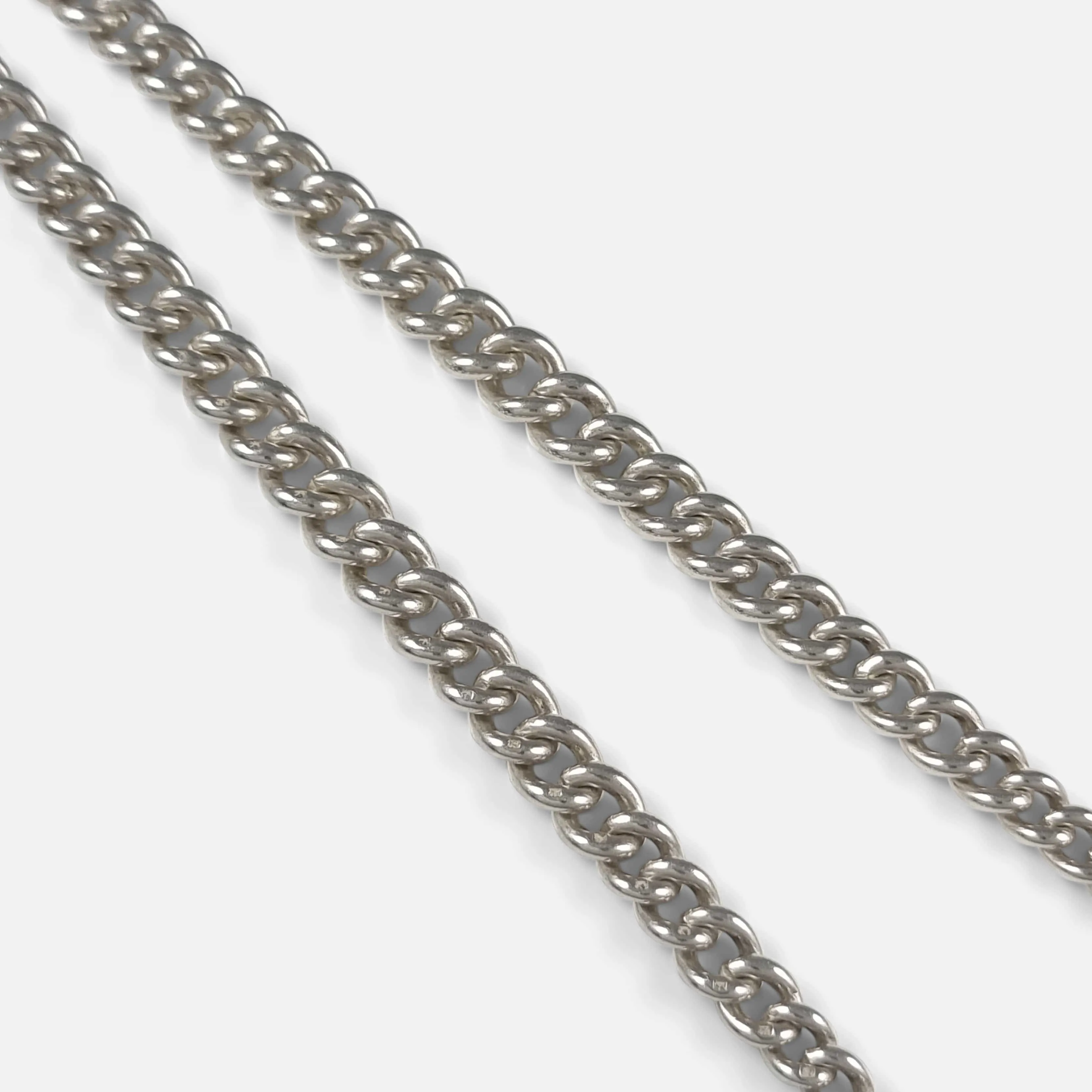 Sterling Silver Graduating Double Albert Watch Chain, 67.6g
