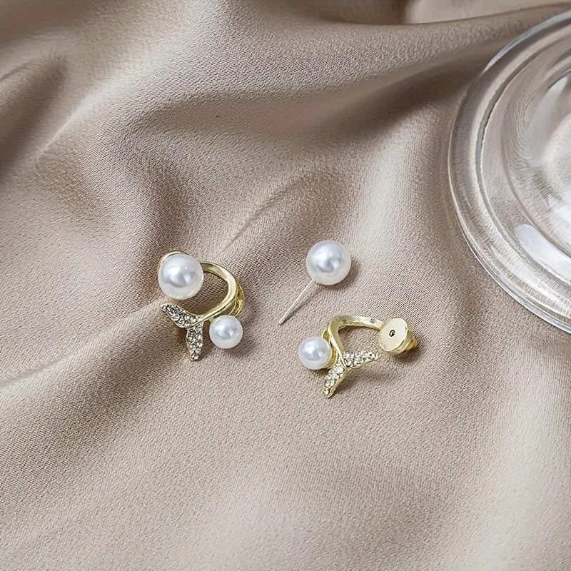 Stunning Rhinestone Pearl Mermaid Stud Earrings  Elegant Jewelry for Women
