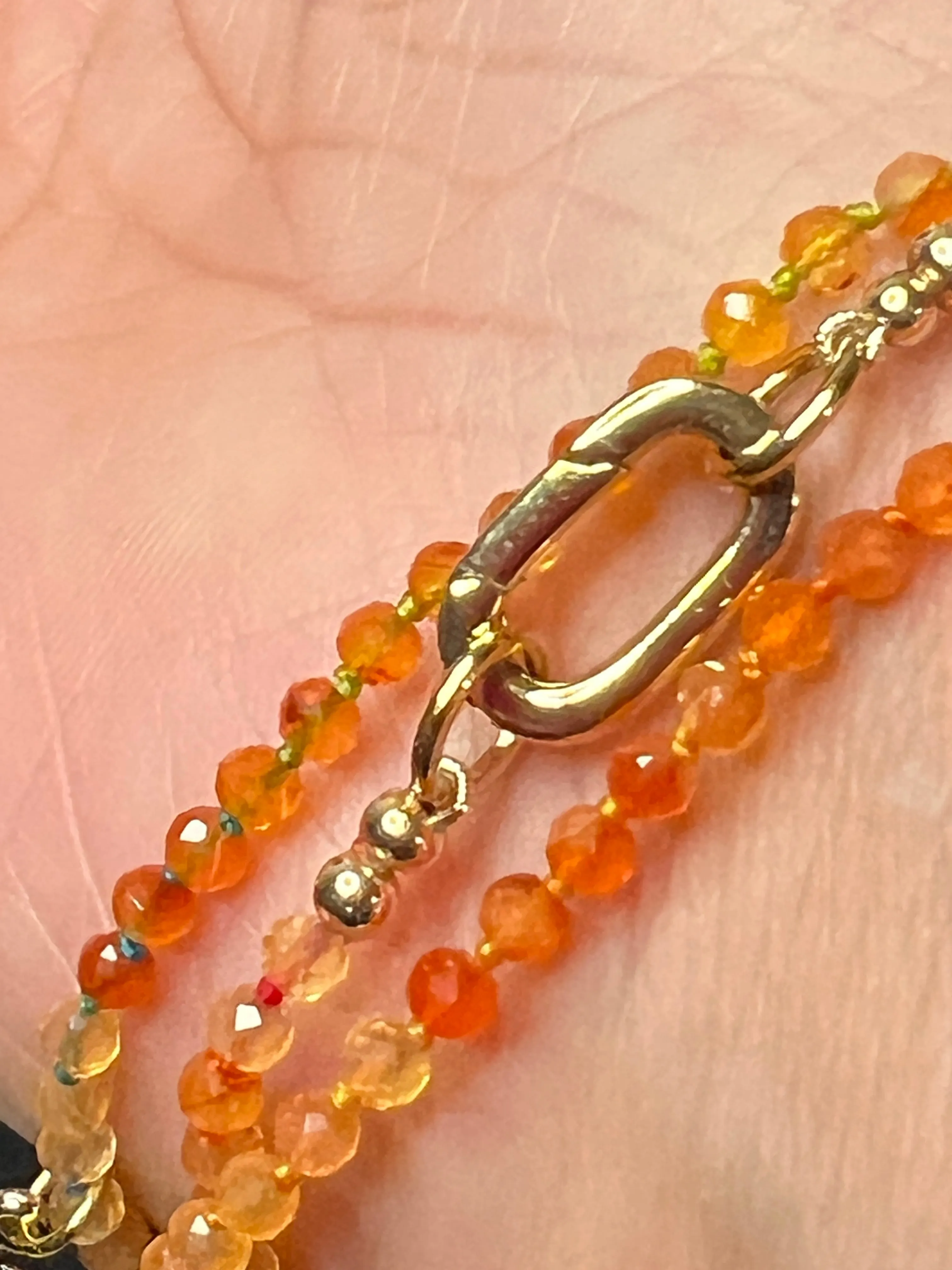 Sunset Layering Necklace or Wrap Bracelet and Aura Quartz Pendant