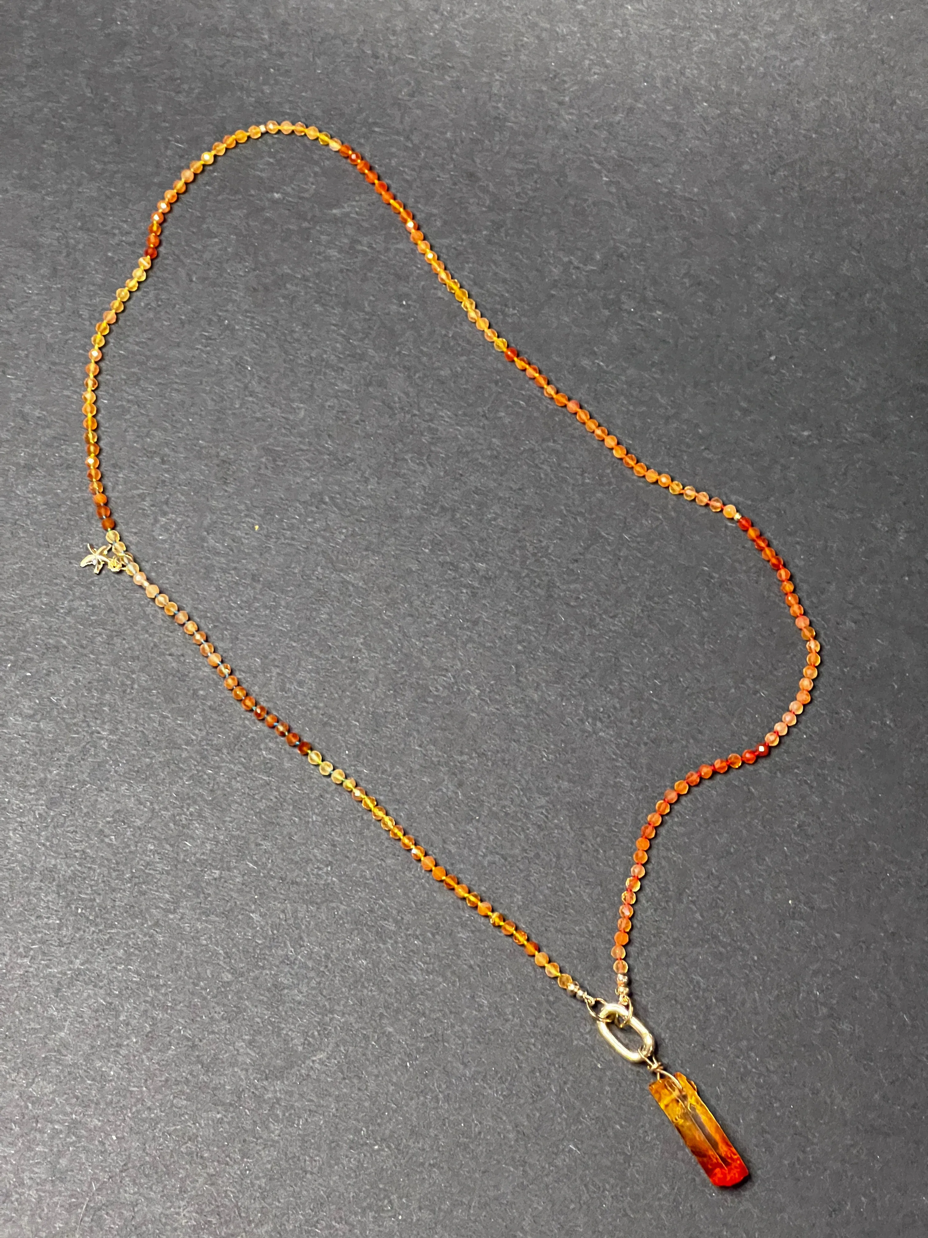 Sunset Layering Necklace or Wrap Bracelet and Aura Quartz Pendant