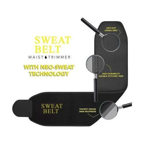 Sweat Belt Waist Trimmer Sweating Belt Helps in Slimming (Black) Free Size, Pack of 2