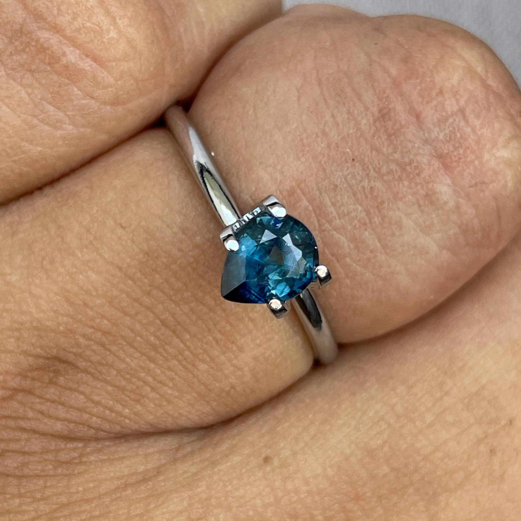Teal Blue Sapphire 1.10 Cts, heated Sapphire Engagement Ring, Blue Green Sapphire Ring, Natural Teal Sapphire Ring,