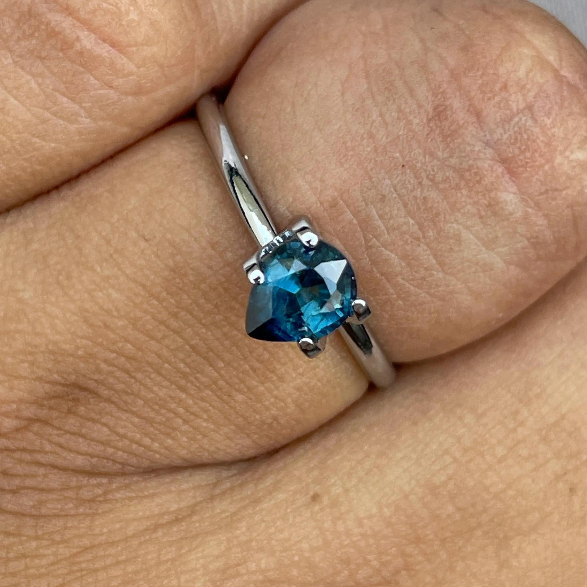 Teal Blue Sapphire 1.10 Cts, heated Sapphire Engagement Ring, Blue Green Sapphire Ring, Natural Teal Sapphire Ring,