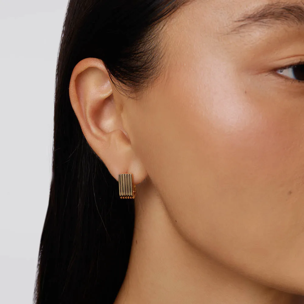 Textured U Shape Huggie Earrings in Gold