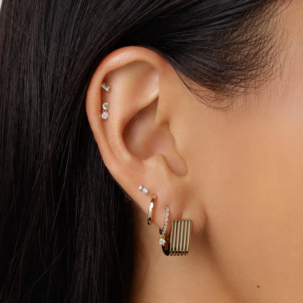 Textured U Shape Huggie Earrings in Gold