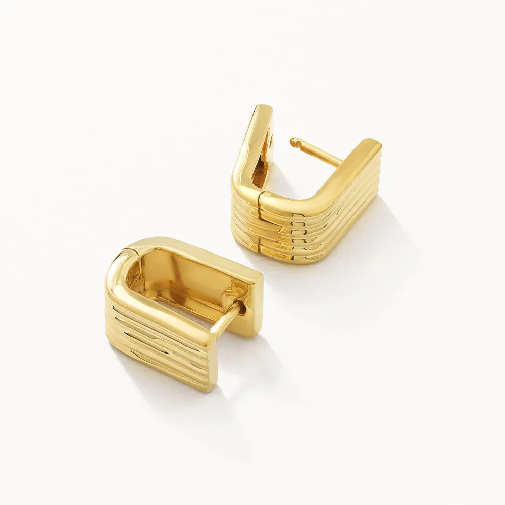 Textured U Shape Huggie Earrings in Gold