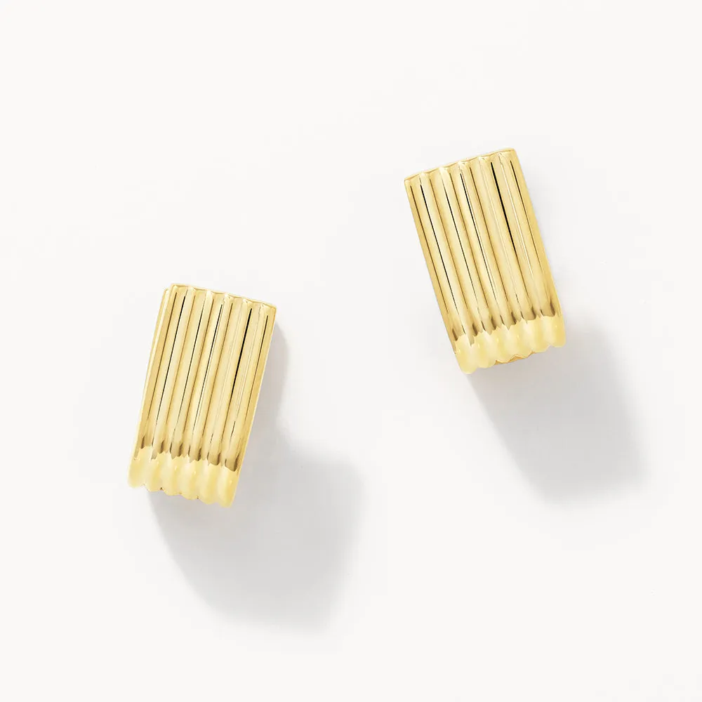 Textured U Shape Huggie Earrings in Gold