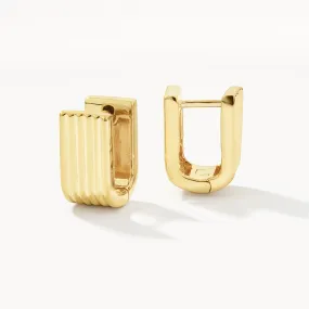 Textured U Shape Huggie Earrings in Gold