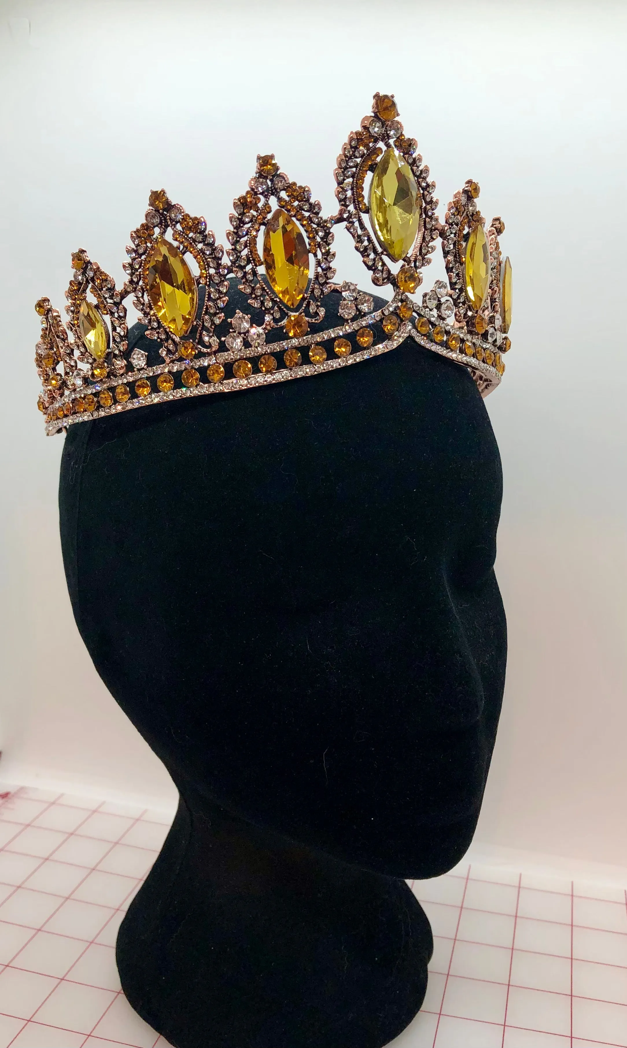 Tiara - Antique Copper, Light Topaz, Topaz, and Crystal Rhinestone
