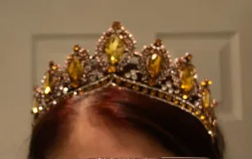 Tiara - Antique Copper, Light Topaz, Topaz, and Crystal Rhinestone