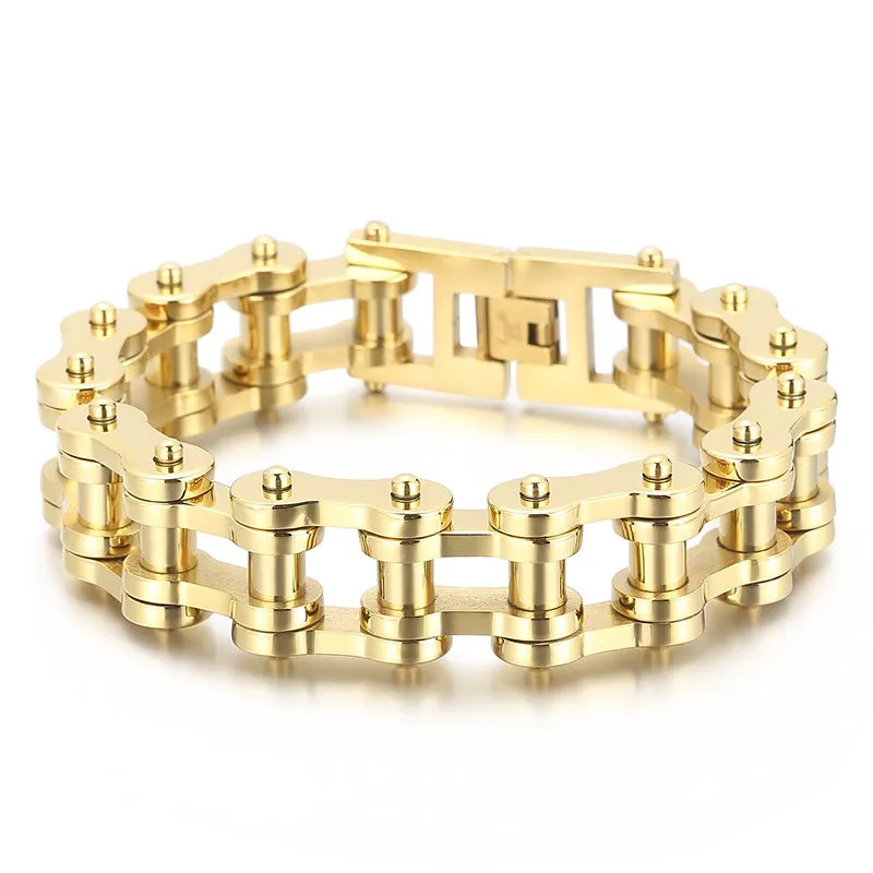 Titanium Steel Men's Bicycle Bracelet - 18mm Hip-Hop Rock Style Locomotive Chain for European and American Men