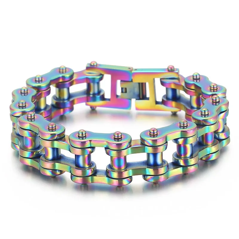 Titanium Steel Men's Bicycle Bracelet - 18mm Hip-Hop Rock Style Locomotive Chain for European and American Men