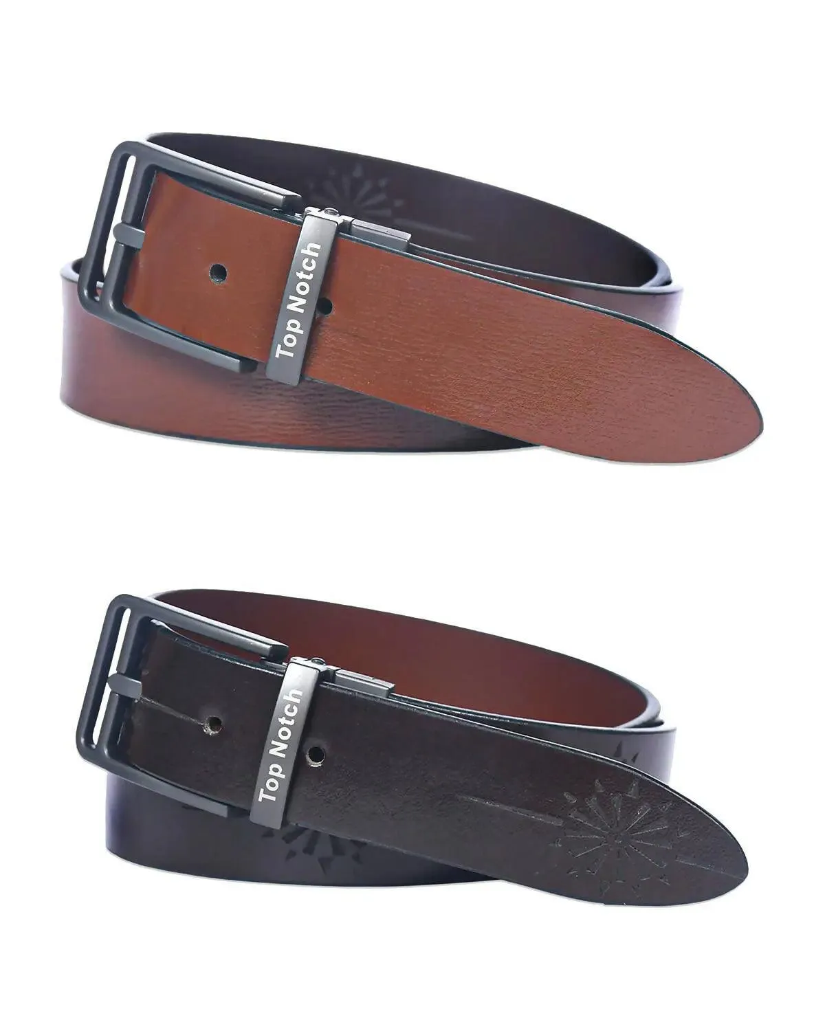 Top Notch Leather Belt for Men Colour - Brown / Tan Reversible Italian Belt (SKU TP0031)