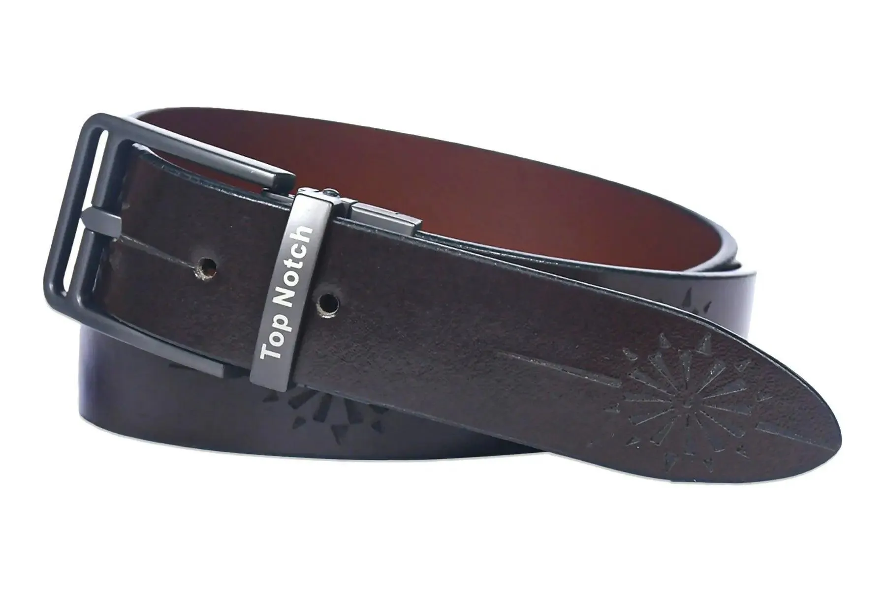 Top Notch Leather Belt for Men Colour - Brown / Tan Reversible Italian Belt (SKU TP0031)