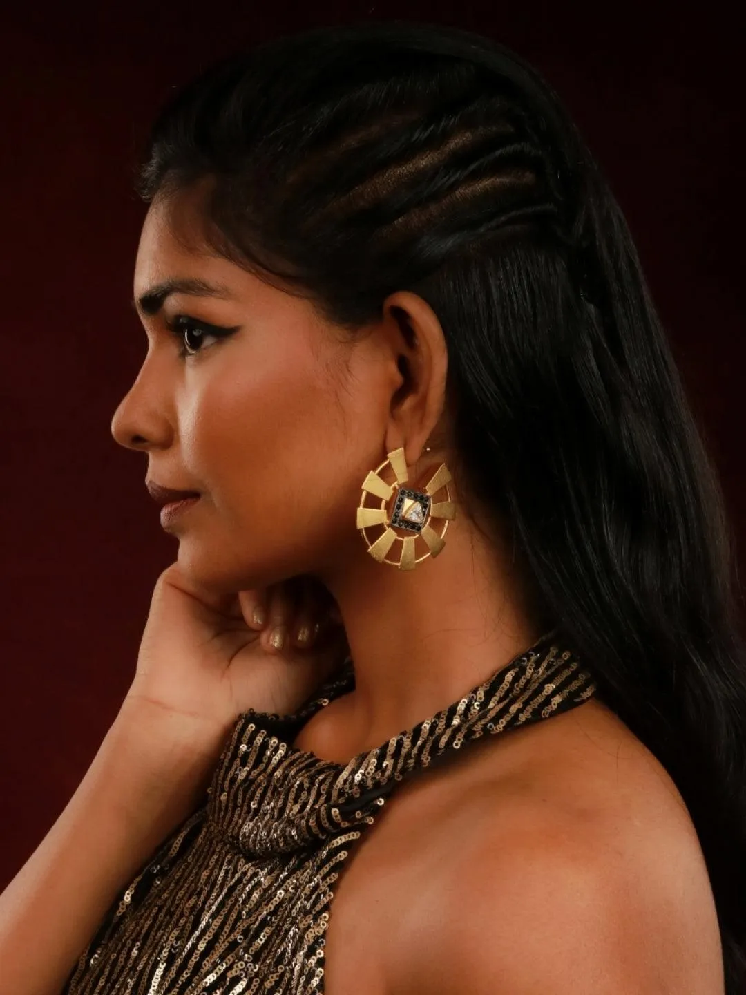Two Toned Geometric Tribal Hoops