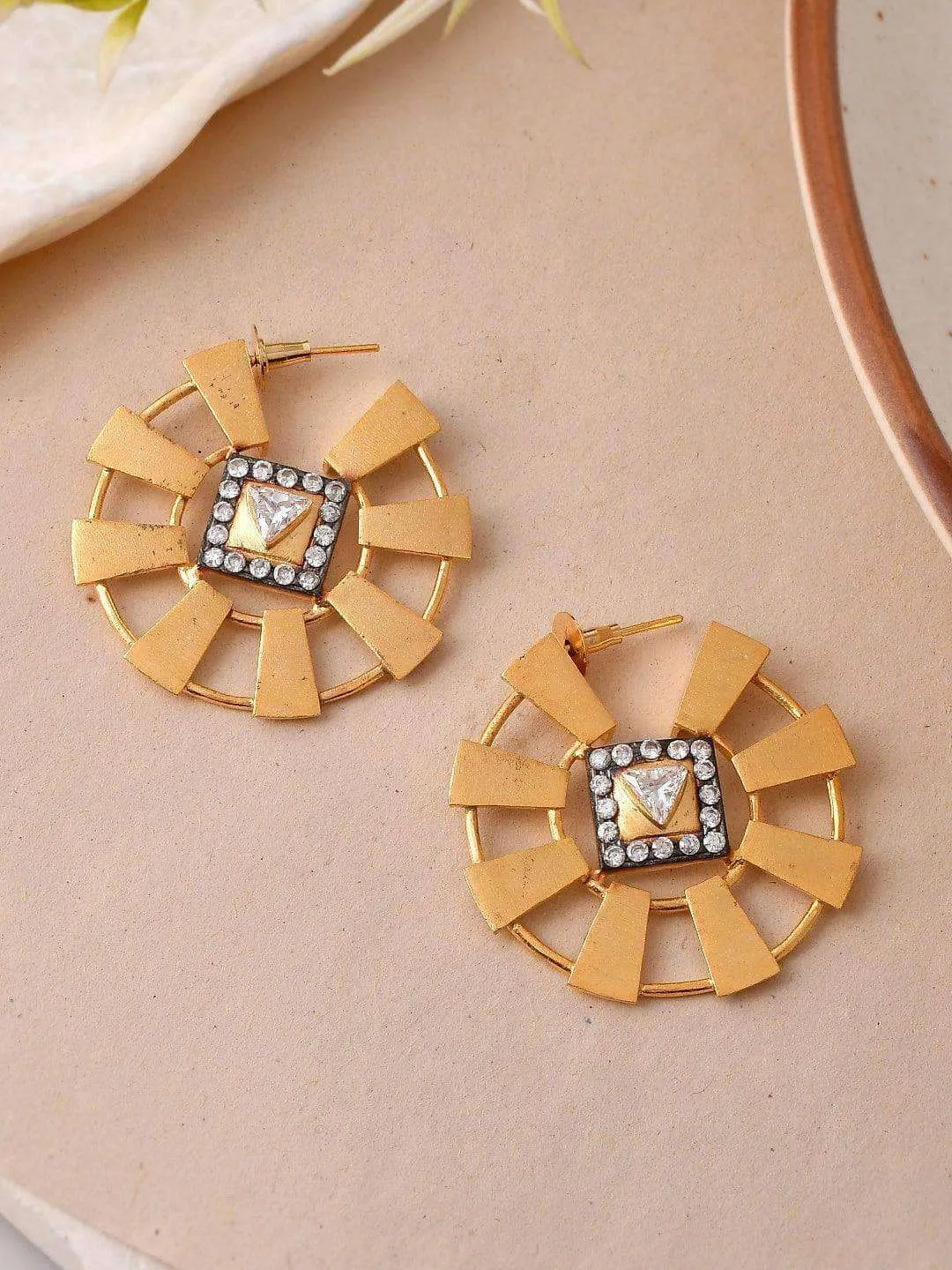 Two Toned Geometric Tribal Hoops