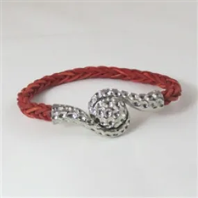 Unisex Rust Braided Leather Bracelet with Unique Clasp