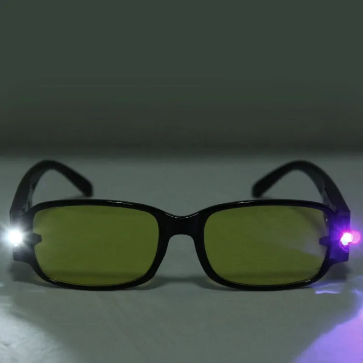 UV Protection Yellow Resin Lens Reading Glasses with Currency Detecting Function,  1.00D