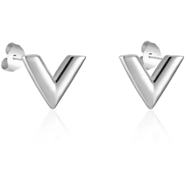 V-Love Letter Earrings - Stainless Steel