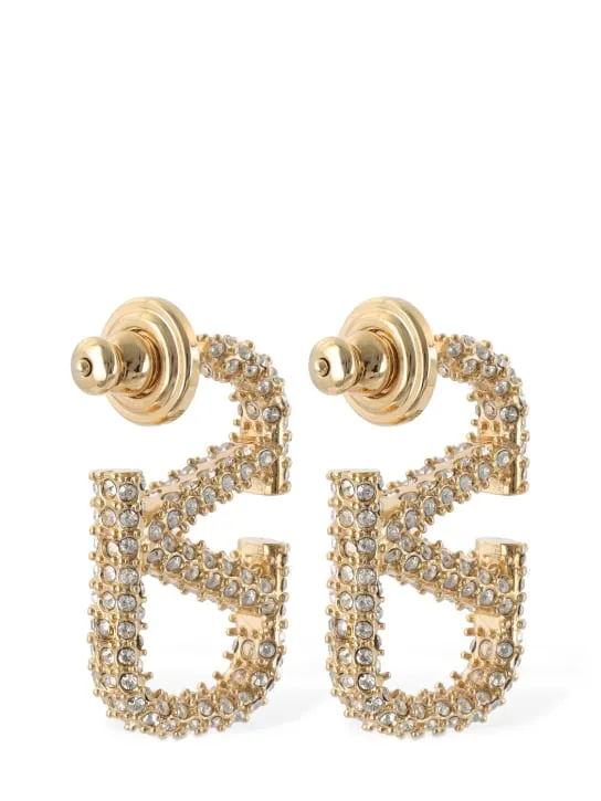 Valentino Garavani   2.5cm Crystal V logo signature earrings 