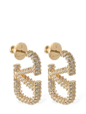 Valentino Garavani   2.5cm Crystal V logo signature earrings 