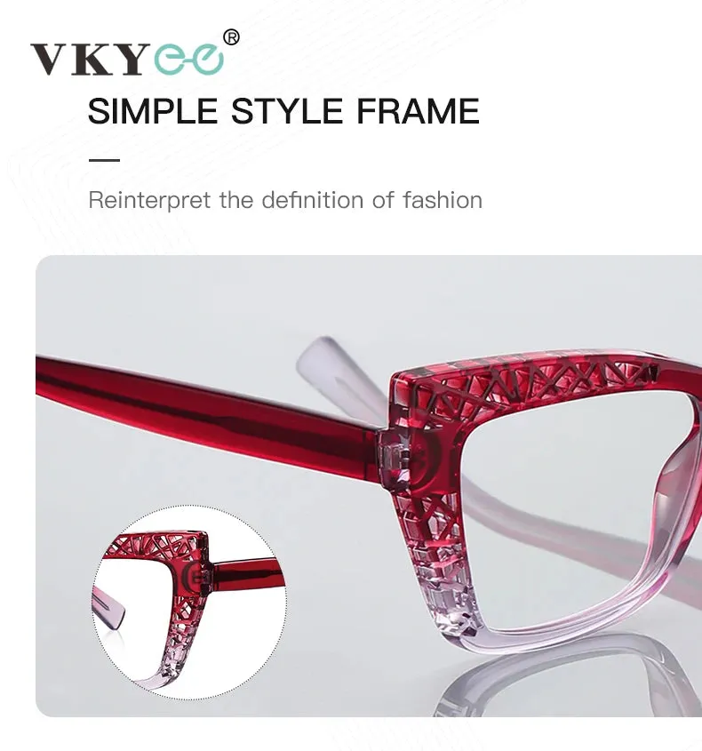 Vicky Womens Full Rim Square Cat Eye Plastic Reading Glasses Pfd2184