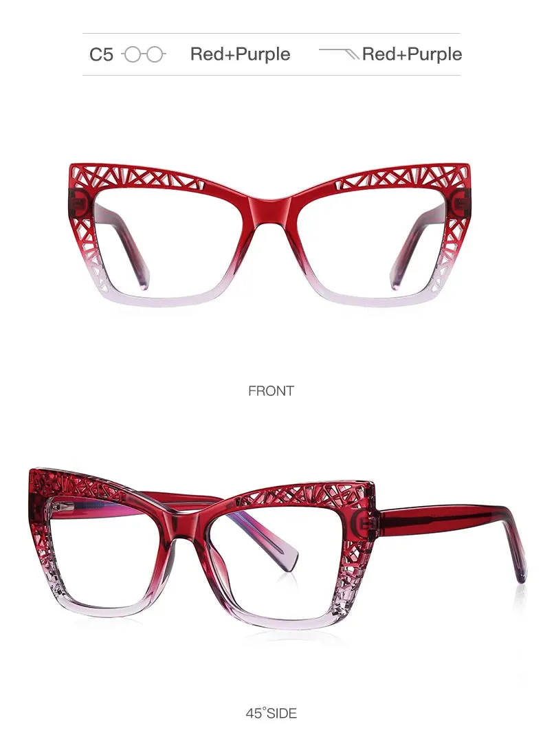 Vicky Womens Full Rim Square Cat Eye Plastic Reading Glasses Pfd2184