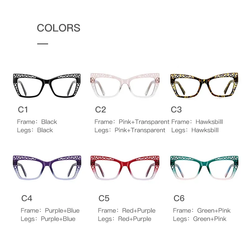 Vicky Womens Full Rim Square Cat Eye Plastic Reading Glasses Pfd2184
