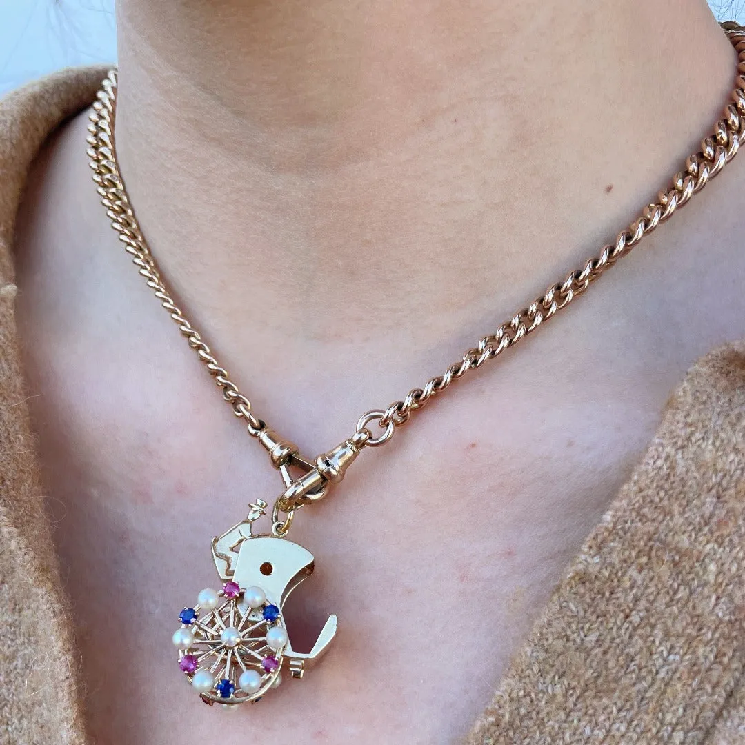Victorian 9K Gold Graduated Albert Watch Chain Necklace
