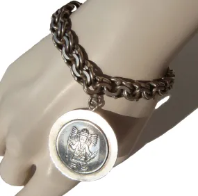 Vintage 50s Mexican Charm Bracelet Sterling Silver Aztec