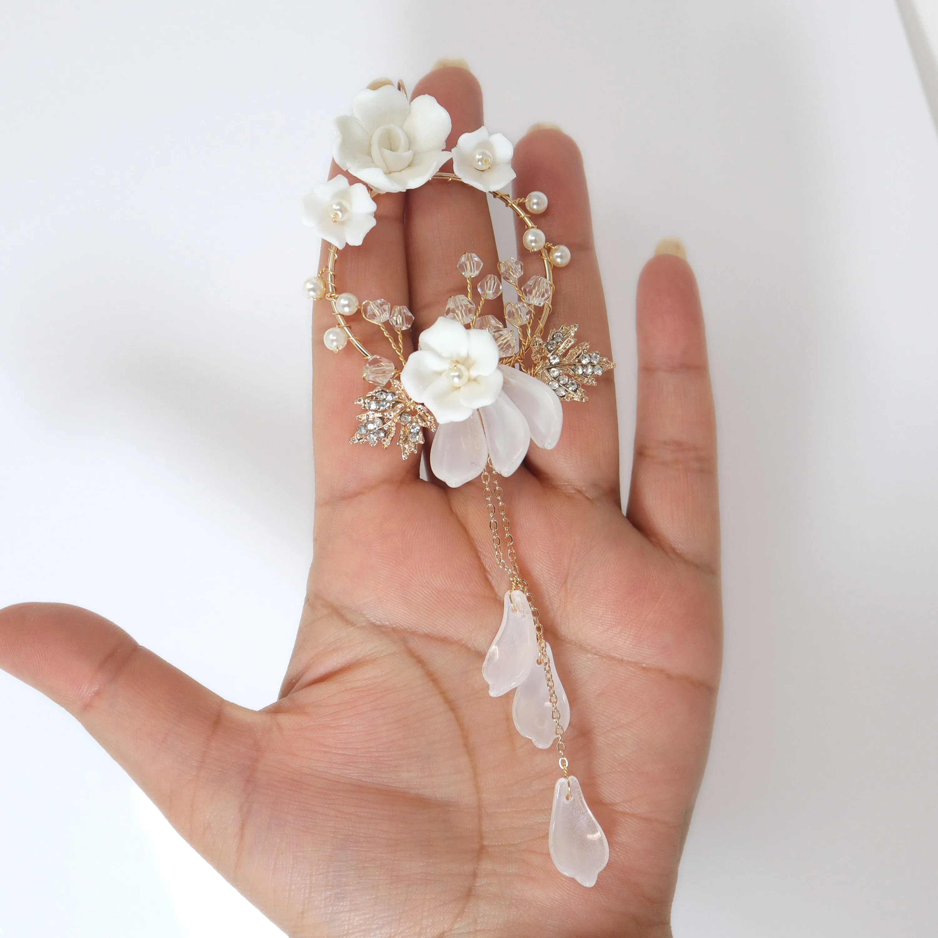 White Floral Vine Chandelier Earrings, Long Bridal Jewelry Bridal Earrings Crystal Bridal Earrings Statement Earrings Cz