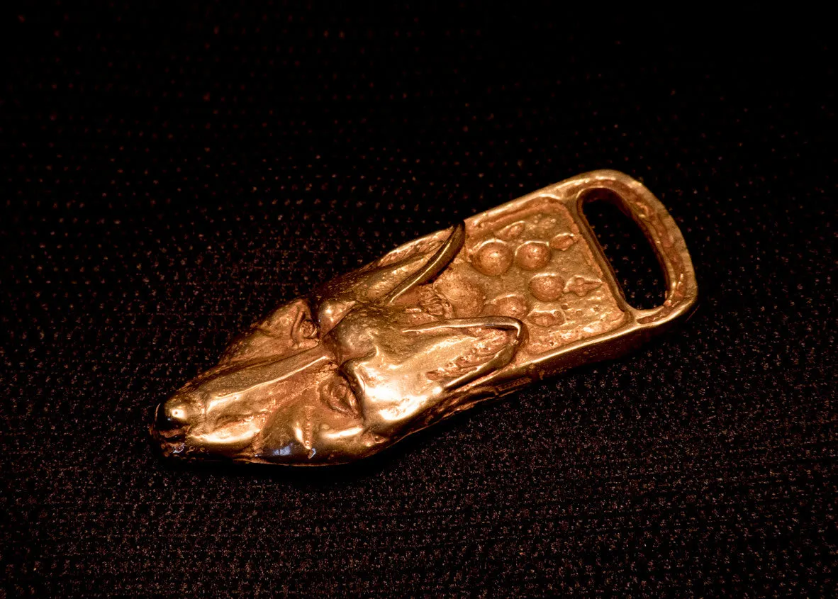 Wolf head belt tip with paw - F-17
