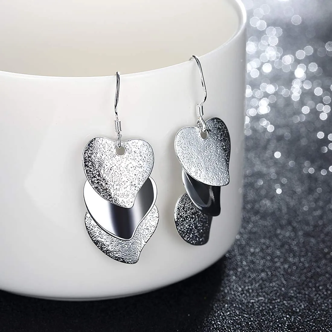 Yellow Chimes Sparkling Heart Designer Alloy Chandelier Earring for Women & Girls