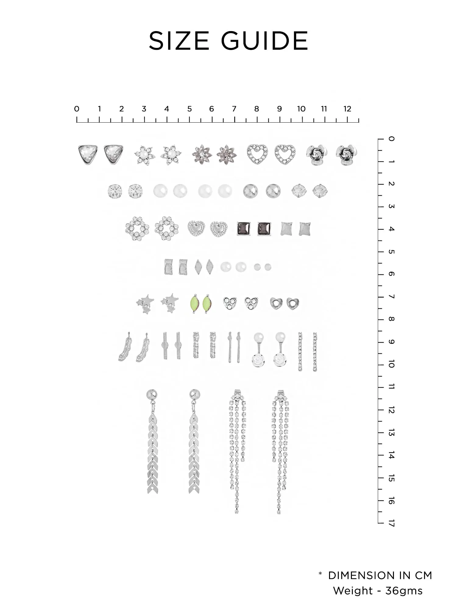 Yellow Chimes Stud Earrings for Women | Fashion Silver Earrings for Girls Combo of 30 Pairs Studs Drop Earrings Set | Korean Style Earring Women Earrings | Birthday Anniversary Gift For Girls Wife