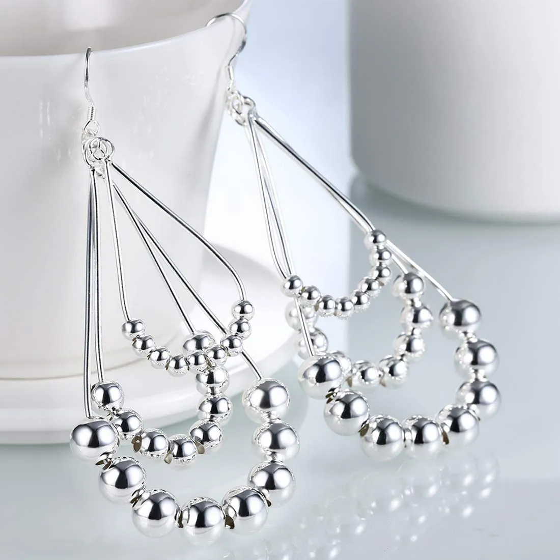 Yellow Chimes Triple Beans Layered Alloy Chandelier Earring for Women & Girls