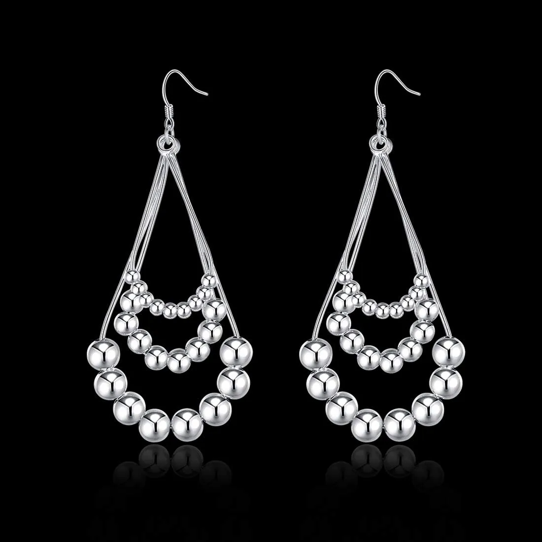 Yellow Chimes Triple Beans Layered Alloy Chandelier Earring for Women & Girls