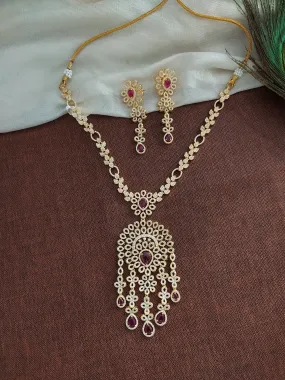 Zircon Ruby Necklace Set With Beautiful Stone Dangling